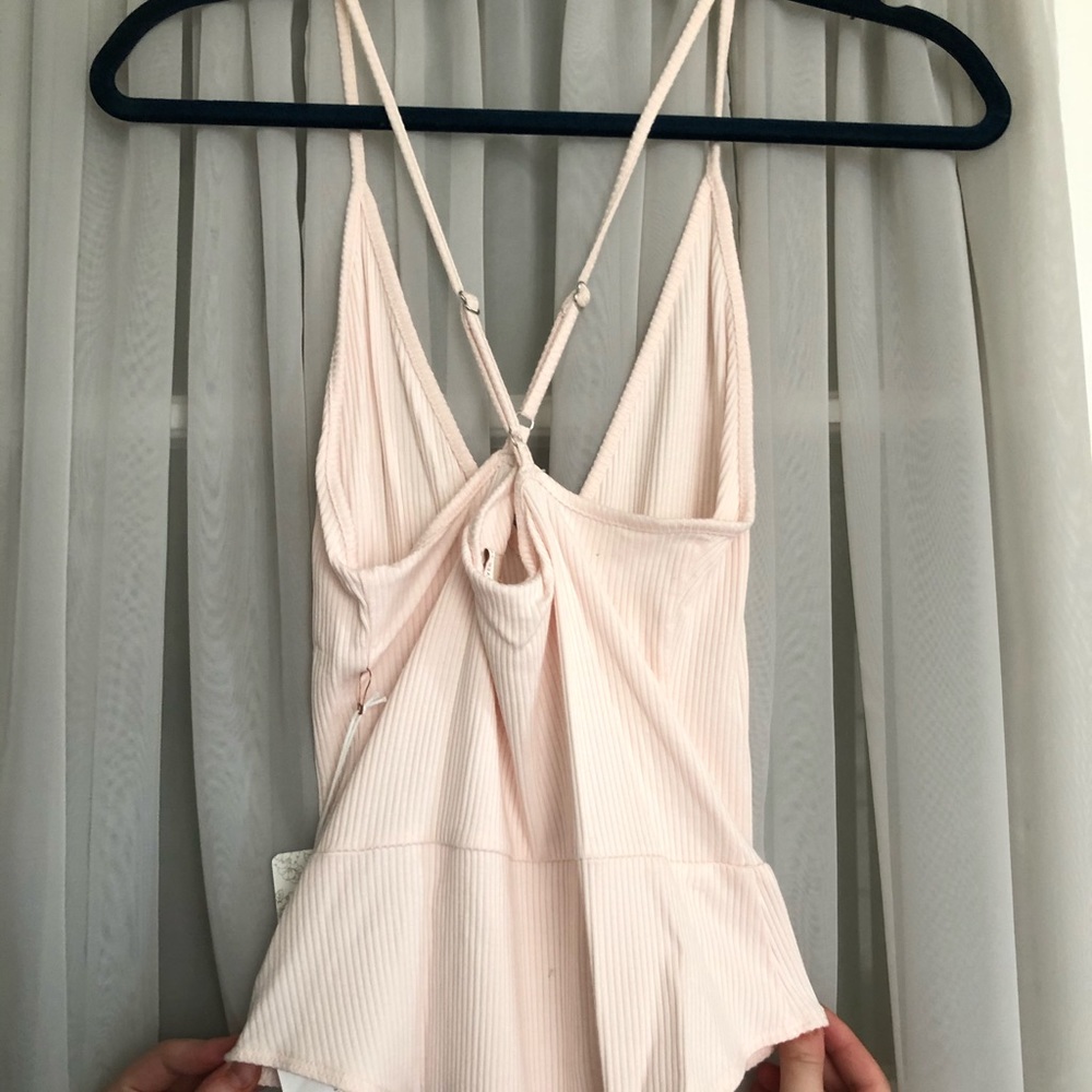 Light Pink Ribbed Bodysuit - Picture 2 of 4